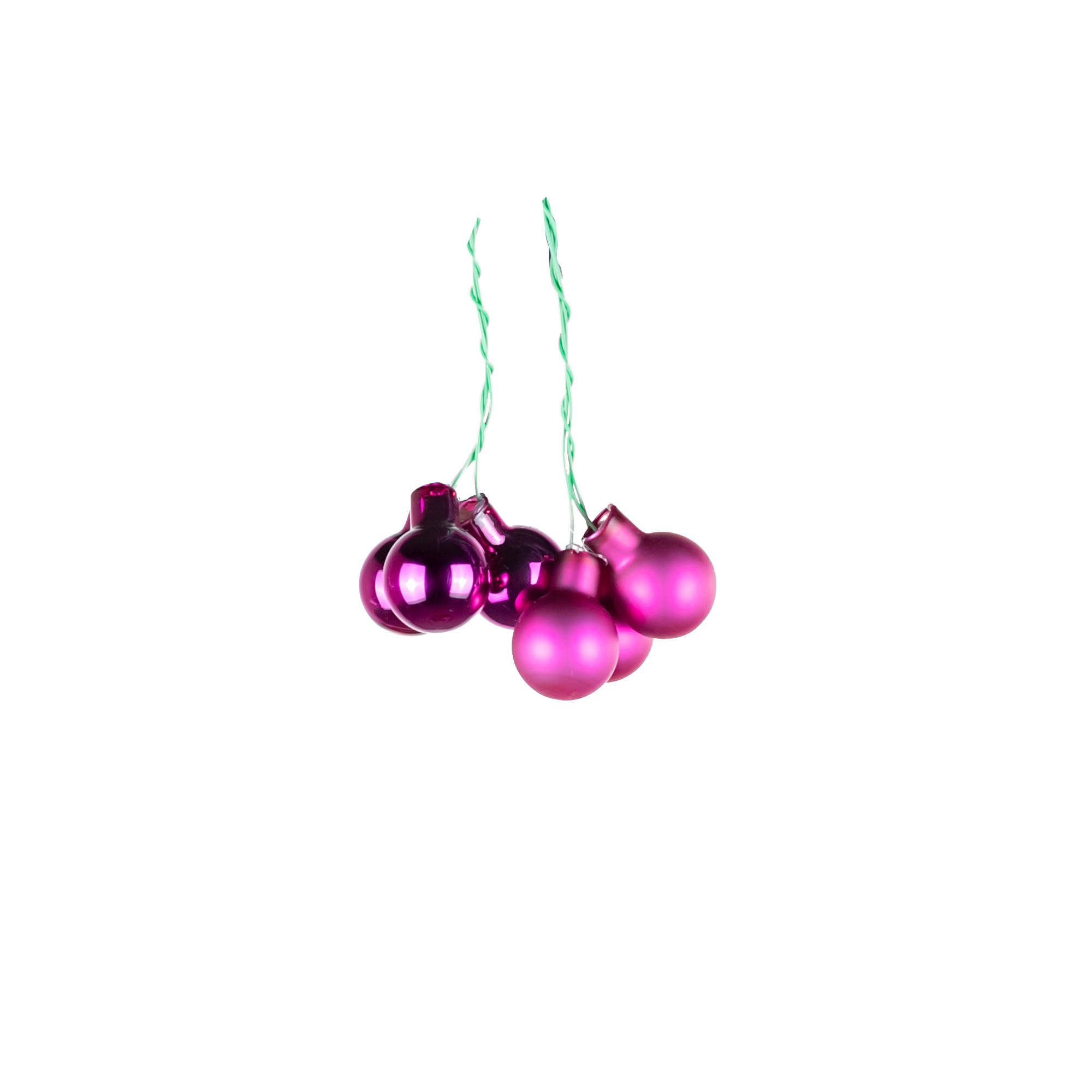 Glass christmas balls on wire, plain , 144 pcs, Pink